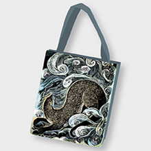 Charger l'image dans la galerie, Books Are My Bag Limited-Edition TOTE Bag 2024, designed by Angela Harding: scenic landscape of Shetland and its iconic otters.