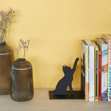 Load image into Gallery viewer, Fishing Cat Black Metal Bookend The Book Nook