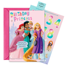 Load image into Gallery viewer, Disney Princesses Birthday Card & Envelope with Age Stickers The Book Nook