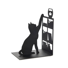 Load image into Gallery viewer, Fishing Cat Black Metal Bookend The Book Nook