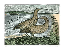 Load image into Gallery viewer, Two Curlews on the Deben Card by Angela Harding Blank Greeting Card with Envelope