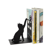 Load image into Gallery viewer, Fishing Cat Black Metal Bookend The Book Nook