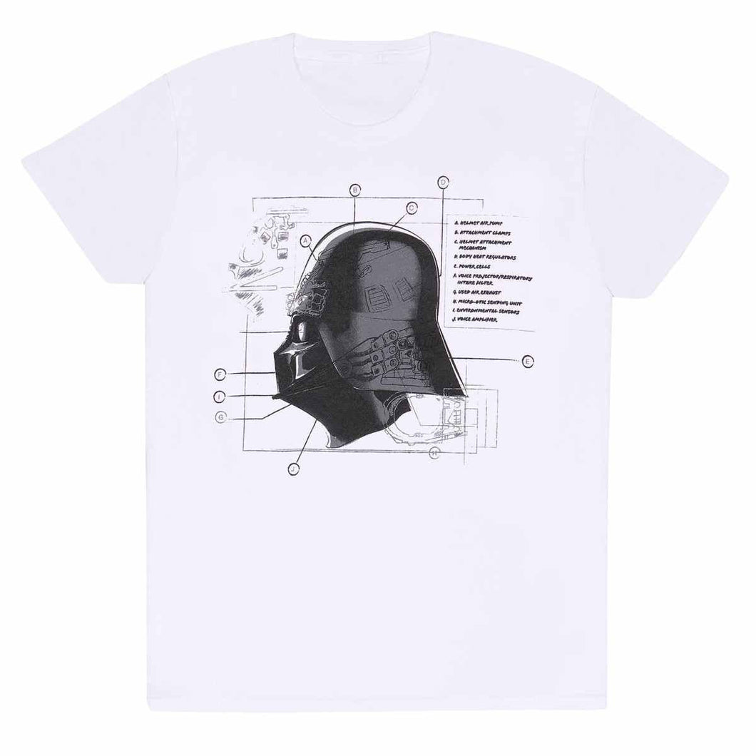 Star Wars Vader Mask Diagram Unisex Adults Licensed T-Shirt