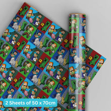 Load image into Gallery viewer, Minecraft 2 Sheets &amp; 2 Tags Wrapping Paper The Book Nook
