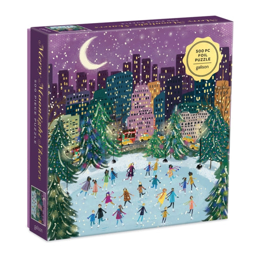 Merry Moonlight Skaters 500 Piece Foil Puzzle-9780735366725