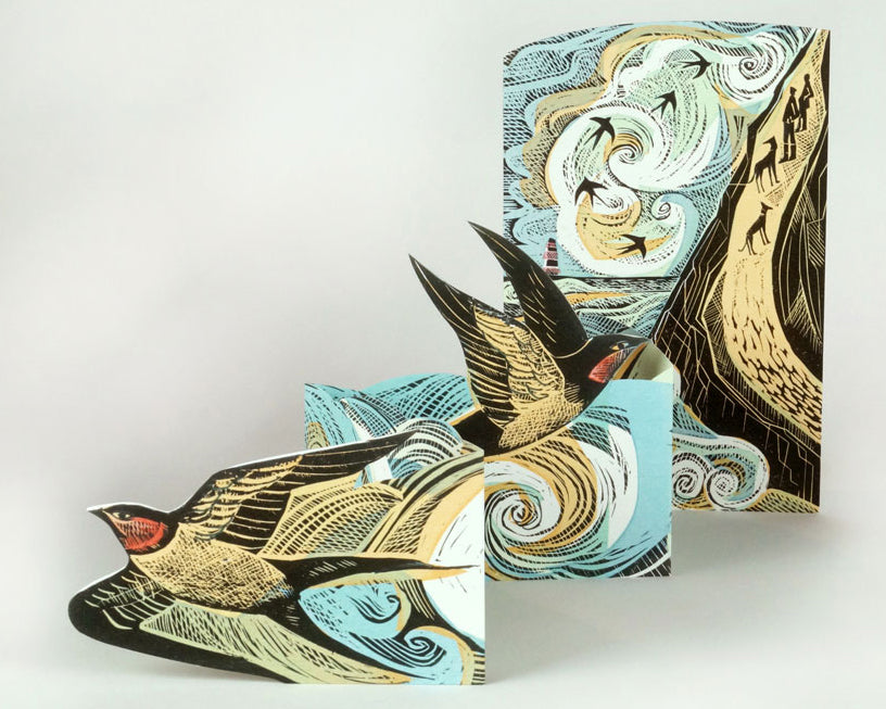 Cornish Swallows  Concertina Card With Envelope