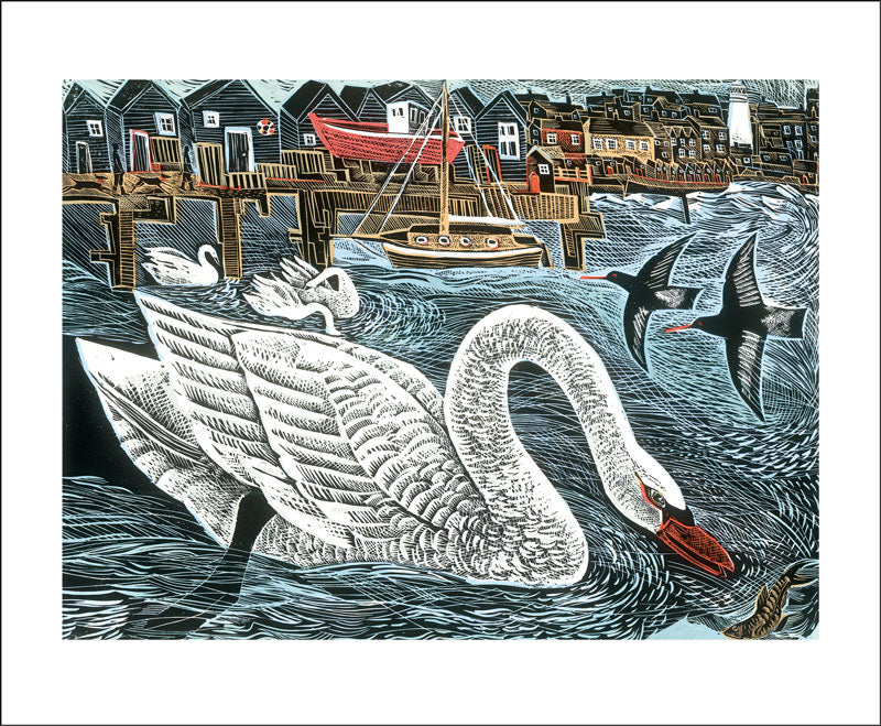 Southwold Swan by Angela Harding Blank Card With Envelope