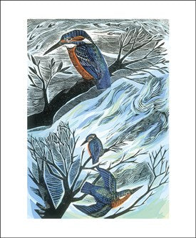 Suffolk Kingfishers by Angela Harding Blank Card With Envelope