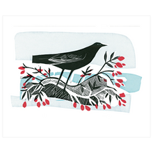 Load image into Gallery viewer, Blackbird and Berries By Angela Harding Blank Card With Envelope
