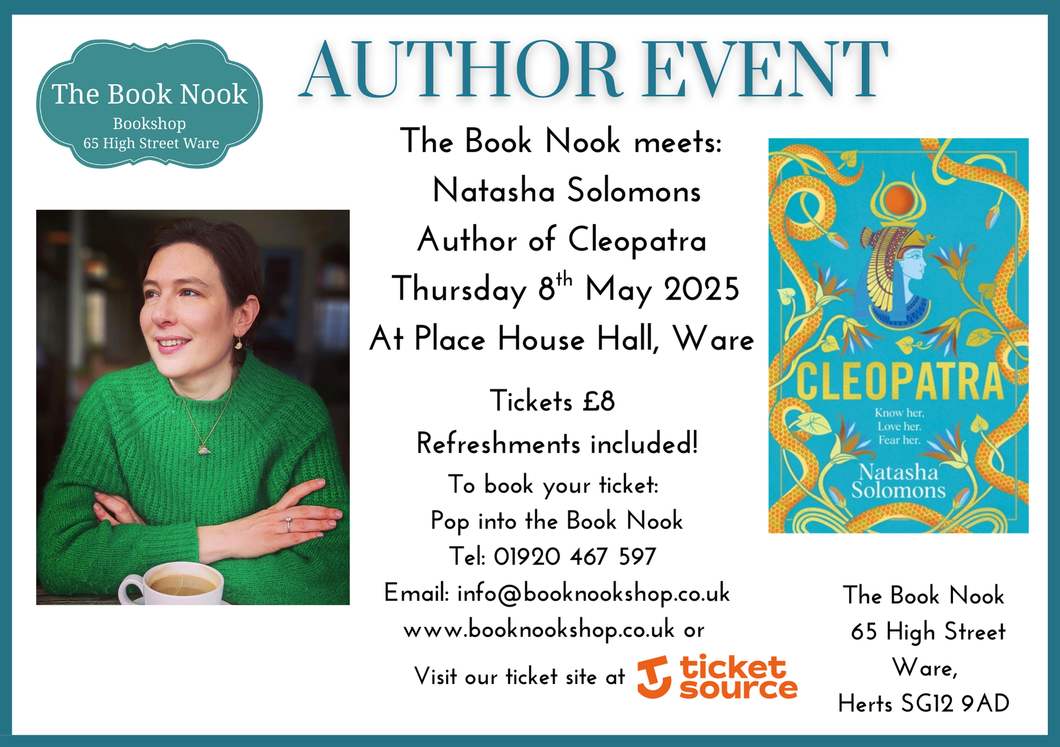 Ticket: The Book Nook Meets...Natasha Solomons 8th May 2025 7.30pm to 9pm Place House Hall,  Ware