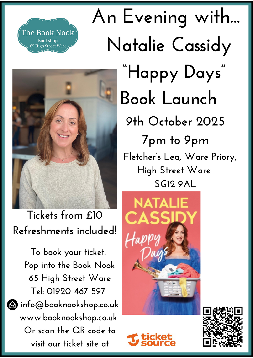 Ticket: An Evening with...  Natalie Cassidy 9th of October 2025 Book Launch: 