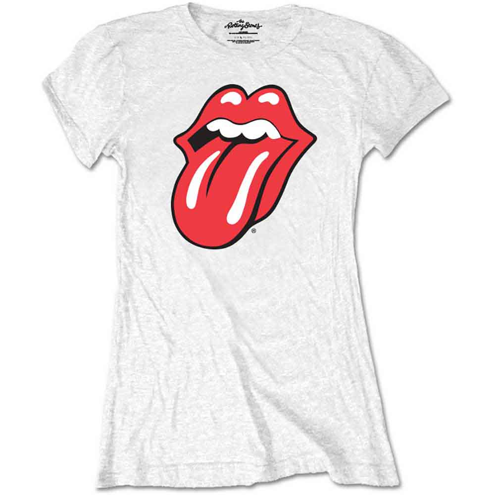 The Rolling Stones Ladies Licensed T-Shirt  Classic Tongue (White)