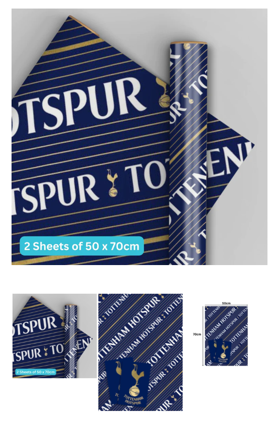 Tottenham Hotspur Blue Gift Wrap 2 sheets and tags by , Tottenham Hotspur