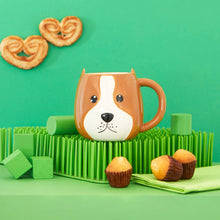 Charger l&#39;image dans la galerie, Woof! Handpainted Ceramic Brown/White Mug
